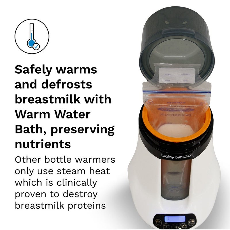 Baby Brezza Smart Baby Bottle Warmer, Breastmilk Warmer + Defroster - Only Brand with Different Temperatures for Breastmilk + Formula - Universal Fit for All Bottles + Milk Bags - Bluetooth Control - Image 4