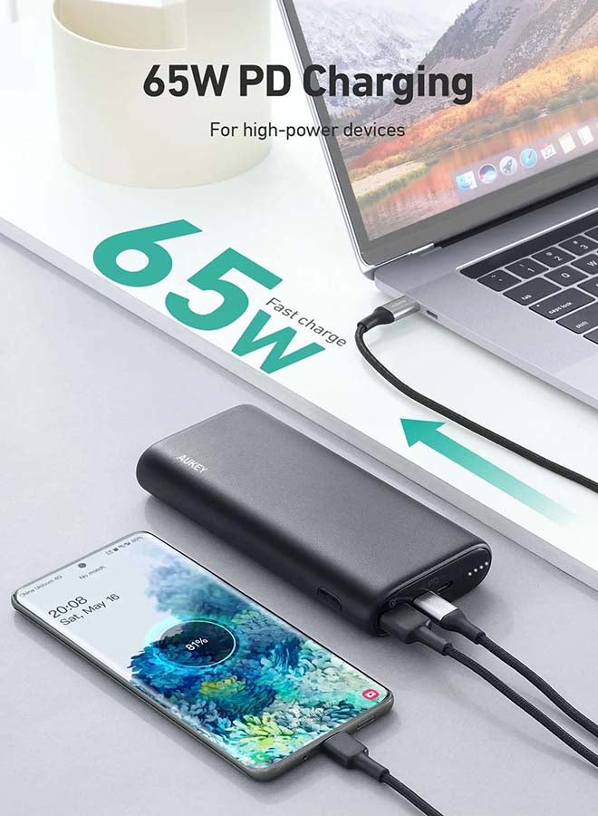 Aukey 20000 mAh Essential Power Bank With 65W PDPB-Y37 Black  - Image 2