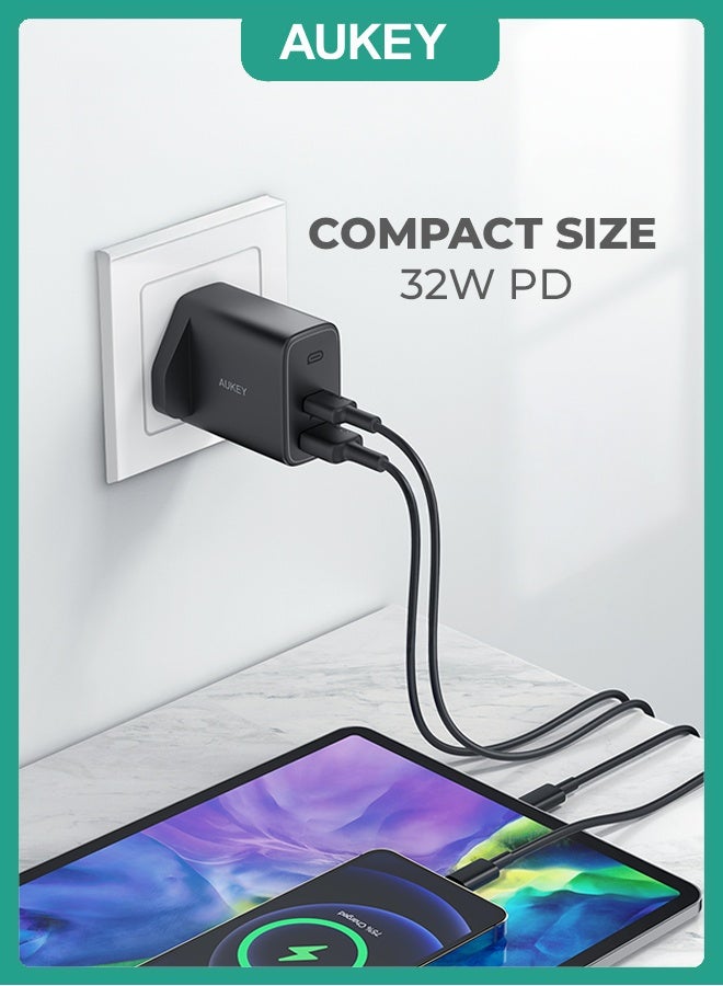 Aukey Swift 32W 2-Port PD Wall Charger PA-F3S Black  - Image 4