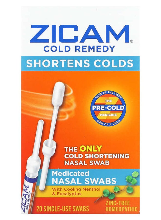 ZICAM - Cold Remedy Medicated Nasal Swabs 20 Single-Use Swabs - Image 1