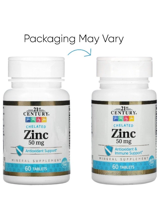 21st Century Chelated Zinc, 50 mg, 60 Tablets Packaging May Vary - Image 2