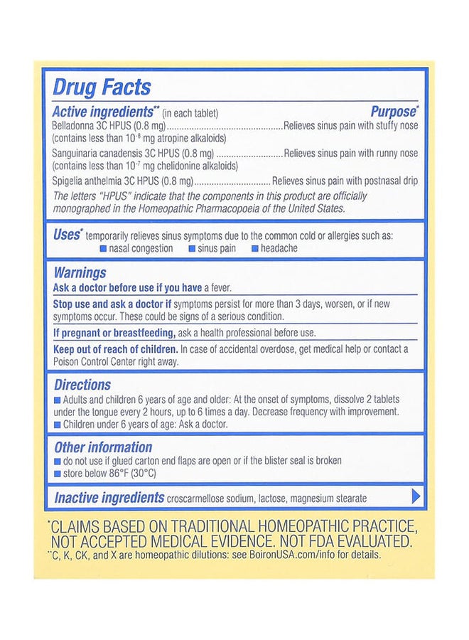 بويرون Sinus Relief Sinus Calm Unflavored 60 Meltaway Tablets  - Image 2