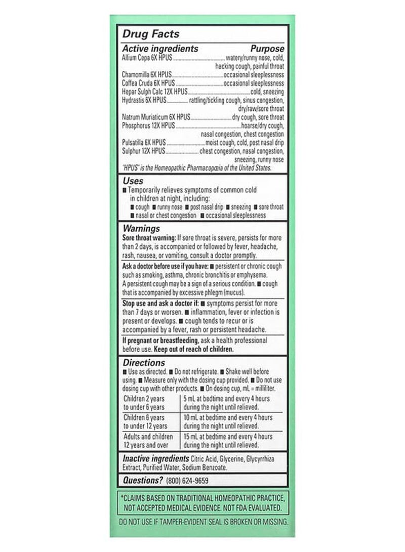 Nighttime Cold n Cough Homeopathic Syrup 4 fl oz