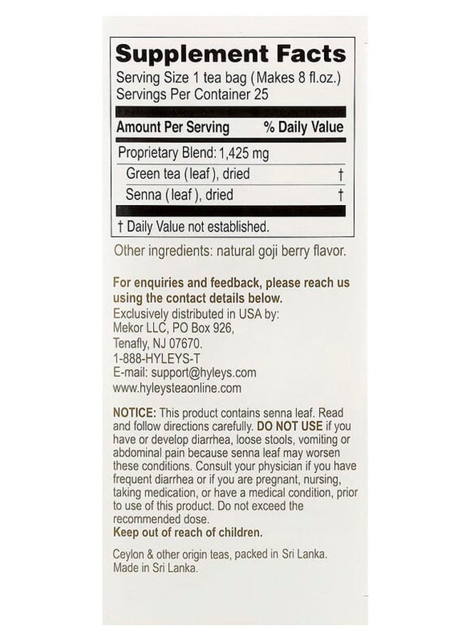 HYLEYS Tea 25 Bags Slim Tea - Goji Berry Flavor - Image 2