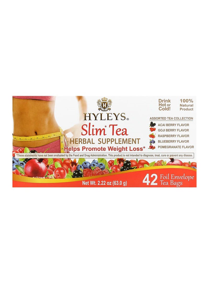 HYLEYS Tea Slim Tea, Assorted Tea Collections, 42 Foil Envelope Tea Bags  - Image 1