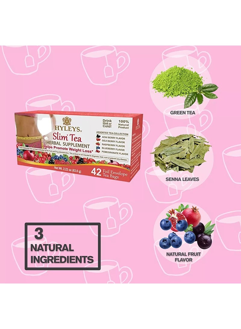 HYLEYS Tea Slim Tea, Assorted Tea Collections, 42 Foil Envelope Tea Bags  - Image 2
