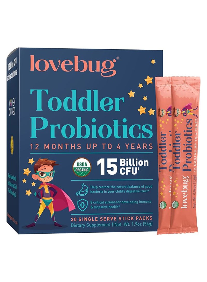 LoveBug Probiotics Toddler Probiotics, 30 Single Serve Stick Packs, 1.9 oz (54g) - Image 1