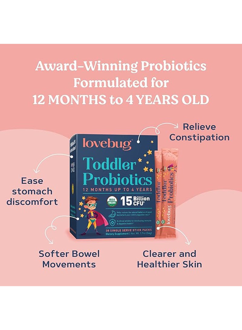 LoveBug Probiotics Toddler Probiotics, 30 Single Serve Stick Packs, 1.9 oz (54g) - Image 2