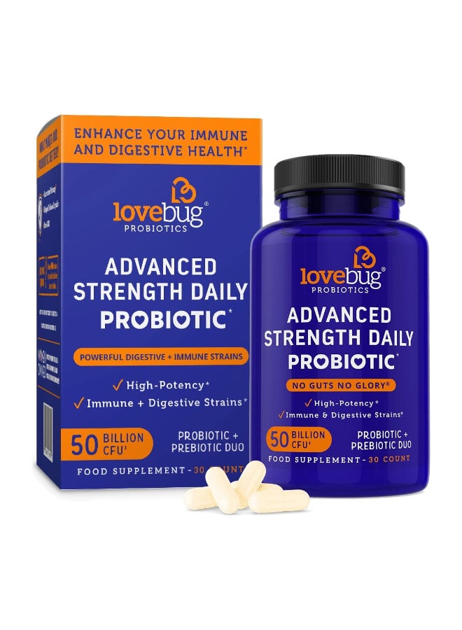 LoveBug Probiotics Advanced Strength Daily Probiotic, 50 Billion Cfu, 30 Count - Image 1