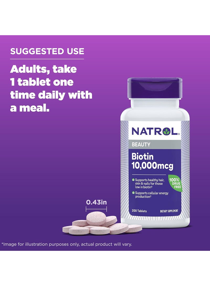 Natrol Biotin Beauty, 10000mcg - 200 Tablets Packaging May Vary  - Image 5