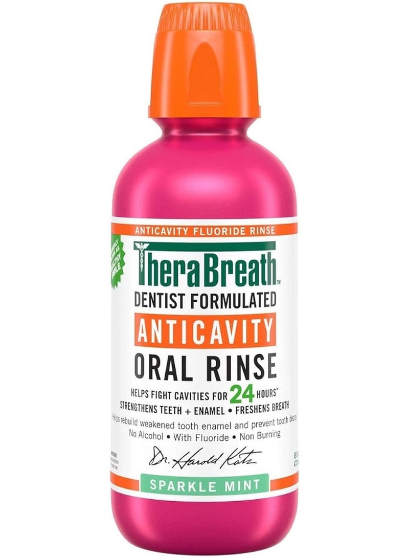 Therabreath Anticavity Oral Rinse Sparkle Mint 16 fl oz 473ml - Image 1