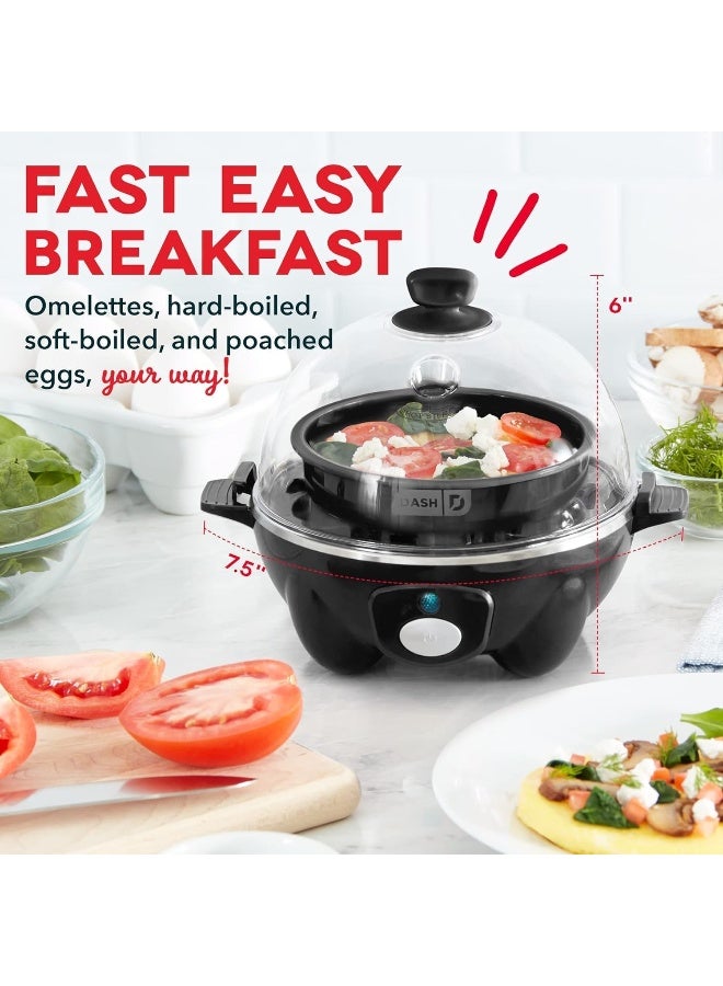 Dash Rapid Egg Cooker: 6 Egg Capacity Electric Egg Cooker For Hard Boiled Eggs, Poached Eggs, Scrambled Eggs, Or Omelets With Auto Shut Off Feature 360 W DEC005BK Black/Clear - Image 2