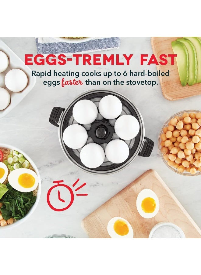 Dash Rapid Egg Cooker: 6 Egg Capacity Electric Egg Cooker For Hard Boiled Eggs, Poached Eggs, Scrambled Eggs, Or Omelets With Auto Shut Off Feature 360 W DEC005BK Black/Clear - Image 3