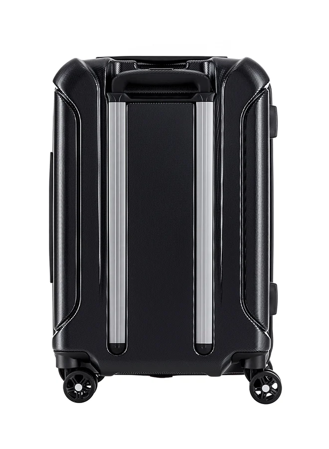 AMERICAN TOURISTER Technum Suitcase, Cabin Size 55 cm / 20 inch, 4 Spinner Wheels, Hard Top, Polycarbonate, Diamond Black|DuoSaf™ Security Zipper|Dual Tube Pull Handle|Expandable|TSA Lock - 3 Years International Warranty