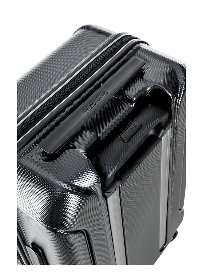 American Tourister 55 cm / 20 inch Technum Suitcase, Cabin Size 55 cm / 20 inch, 4 Spinner Wheels, Hard Top, Polycarbonate, Diamond Black|DuoSaf™ Security Zipper|Dual Tube Pull Handle|Expandable|TSA Lock - 3 Years International Warranty Diamond Black  | Best Price UAE