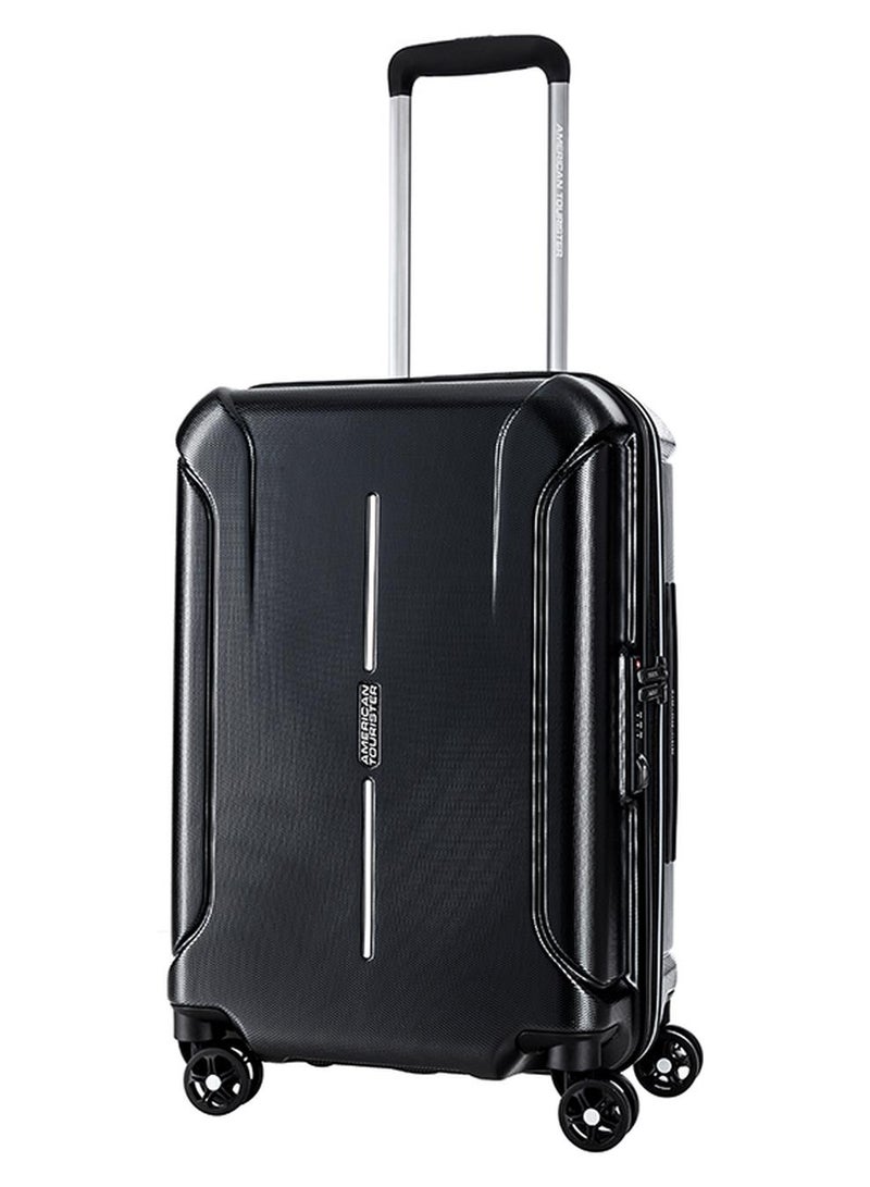 American Tourister Technum Suitcase, Cabin Size 55 cm / 20 inch, 4 Spinner Wheels, Hard Top, Polycarbonate, Diamond Black|DuoSaf™ Security Zipper|Dual Tube Pull Handle|Expandable - 3 Years Global Warranty Diamond Black - Image 1