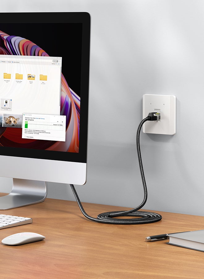 يو جرين - كابل إيثرنت كات 7 جيجابت RJ45 مضفر F/FTP لشبكة LAN عالي السرعة 10 جيجابايت في الثانية/600 ميجاهرتز متوافق مع أجهزة بلايستيشن 4 وبلايستيشن 5 وموسع شبكة واي فاي وتلفزيون ذكي وسويتش - 3 متر أسود - Image 1