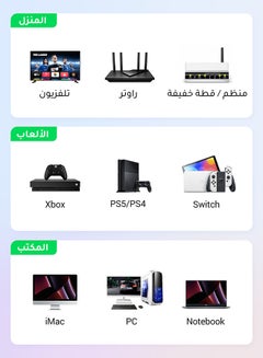 يو جرين كابل إيثرنت كات 7 جيجابت RJ45 مضفر F/FTP لشبكة LAN عالي السرعة 10 جيجابايت في الثانية/600 ميجاهرتز متوافق مع أجهزة بلايستيشن 4 وبلايستيشن 5 وموسع شبكة واي فاي وتلفزيون ذكي وسويتش - 3 متر أسود  - Image 5