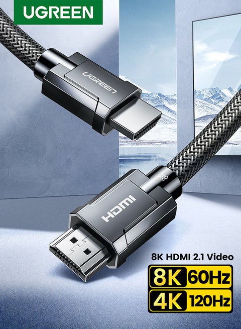 HDMI Cable 8K 2M Ultra High-Speed Cord 48Gbps Support 8K@60Hz, 4K@120Hz, 3D, 7860x4320P UHD, HDR, eARC, HDCP 2.2 Compatible For MacBook Pro 2021/PS4/PS5, Sky Q Box-1M Black