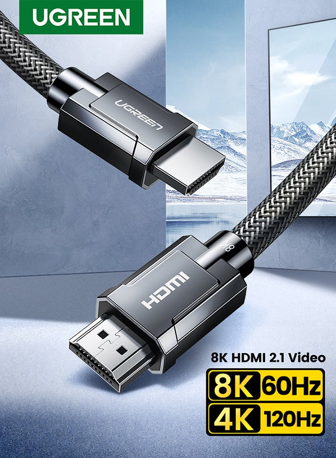 Ugreen - HDMI Cable 8K 2M Ultra High-Speed Cord 48Gbps Support 8K@60Hz, 4K@120Hz, 3D, 7860x4320P UHD, HDR, eARC, HDCP 2.2 Compatible For MacBook Pro 2021/PS4/PS5, Sky Q Box-1M Black - Image 1