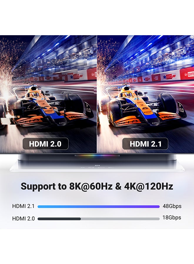 Ugreen - HDMI Cable 8K 2M Ultra High-Speed Cord 48Gbps Support 8K@60Hz, 4K@120Hz, 3D, 7860x4320P UHD, HDR, eARC, HDCP 2.2 Compatible For MacBook Pro 2021/PS4/PS5, Sky Q Box-1M Black - Image 1