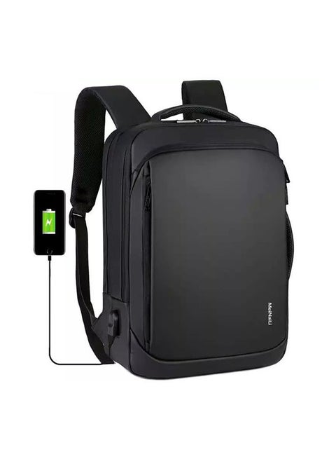 Business Waterproof Multifunction Laptop Backpack With USB Outport Black