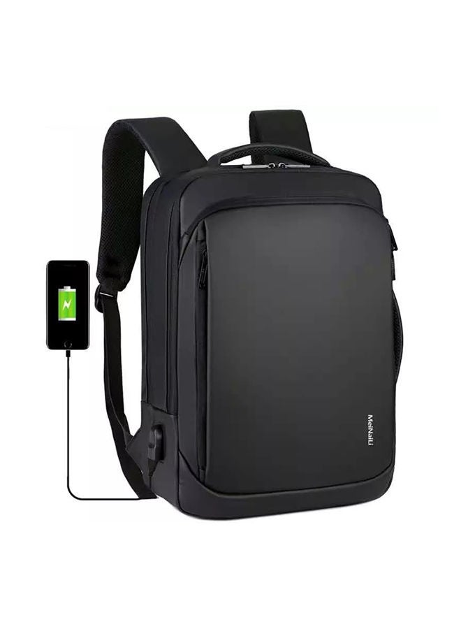 MEINAILI Business Waterproof Multifunction Laptop Backpack With USB Outport Black - Image 1