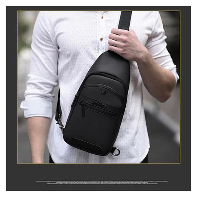 ARCTIC HUNTER Men Waterproof Chest Bag Shoulder Bag Travel Crossbody Black - Image 1