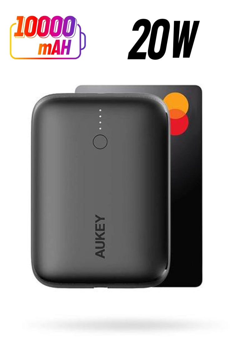 Aukey - 10000 mAh Basix Mini 20W - 10000mAh Ultra compact Power Bank with PD & QC3.0 Black - Image 1