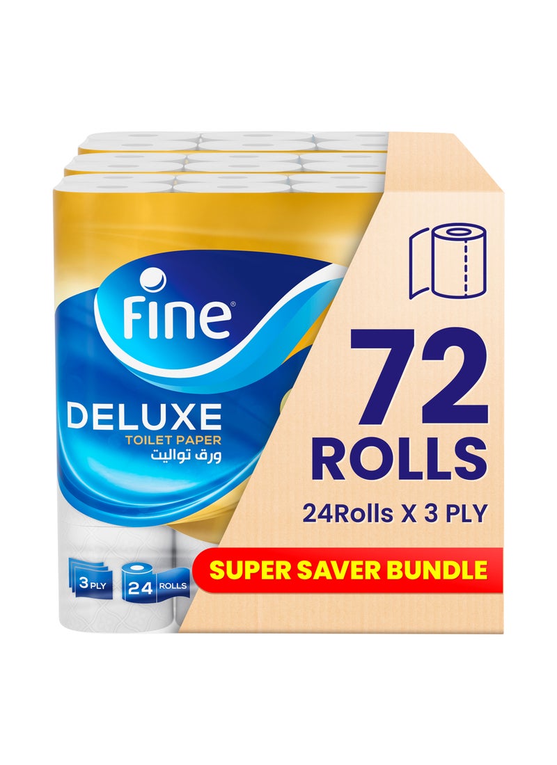 فاين ورق تواليت فاخرة ثلاثي الطبقات عالي الامتصاص قابل للشطف 72 لفة 140 ورقة - Image 1
