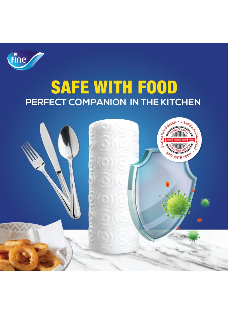 فاين مجموعة لفائف ورق تنشيف سوبر برو من 3 طبقات، مكونة من 24 لفافة أبيض - Image 5