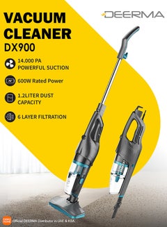 Ultra Light Steel Filter Lightweight Corded Upright Stick, Handheld Vacuum Cleaner with Low Noise 600 W DX900 Black