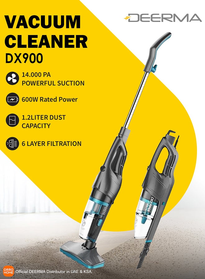 Deerma Ultra Light Steel Filter Lightweight Corded Upright Stick, Handheld Vacuum Cleaner with Low Noise 600 W DX900 Black  - Image 1