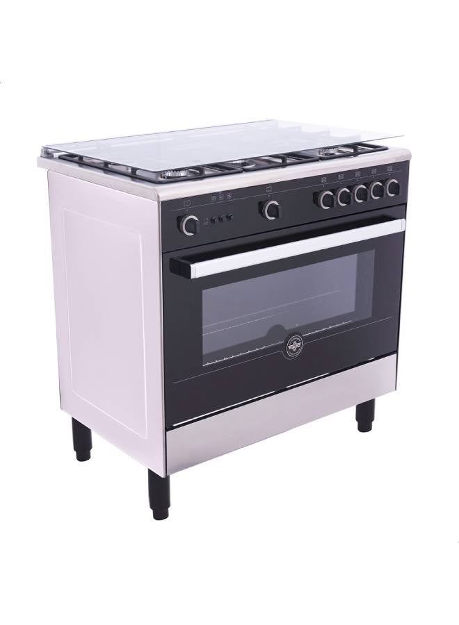 La Germania Freestanding Gas Cooker Premio+ 90x60 cm, 5 Italian Gas Burners with Central Double Ring, Large Multifunction Oven with Fan & Grill, 9N10GUB1X4AWW Stainless × Black - Image 3