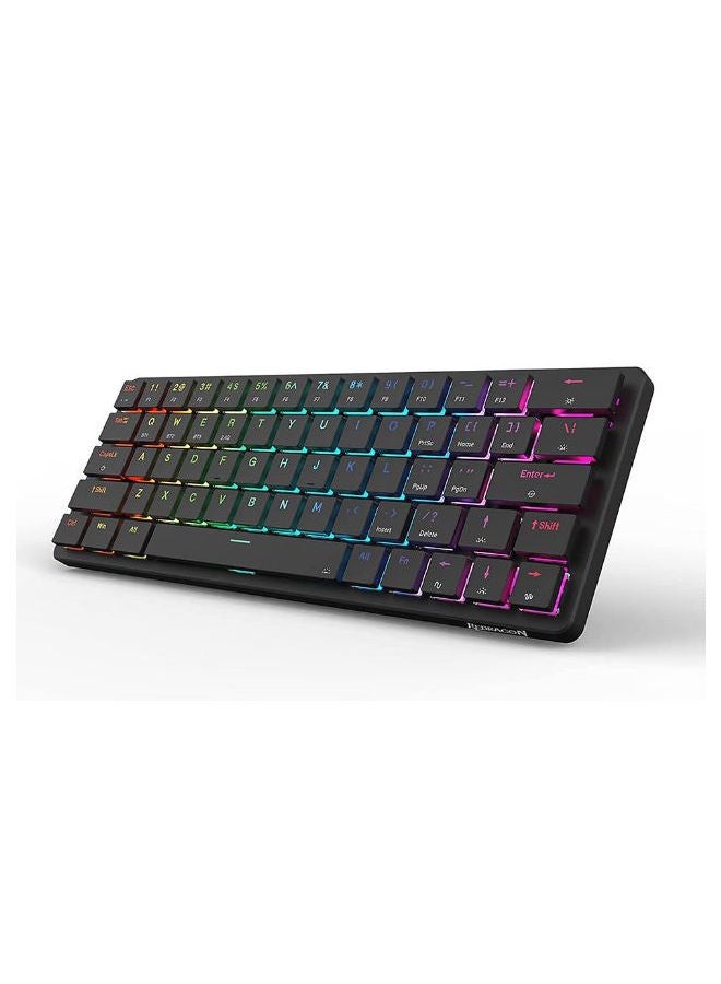 REDRAGON - K624P ELISE PRO RGB 60% Wireless 2.4Ghz / Bluetooth 5.0 / Wired Type C Gaming Mechanical Keyboard – Low Profile Red Switches (Black) - Image 1