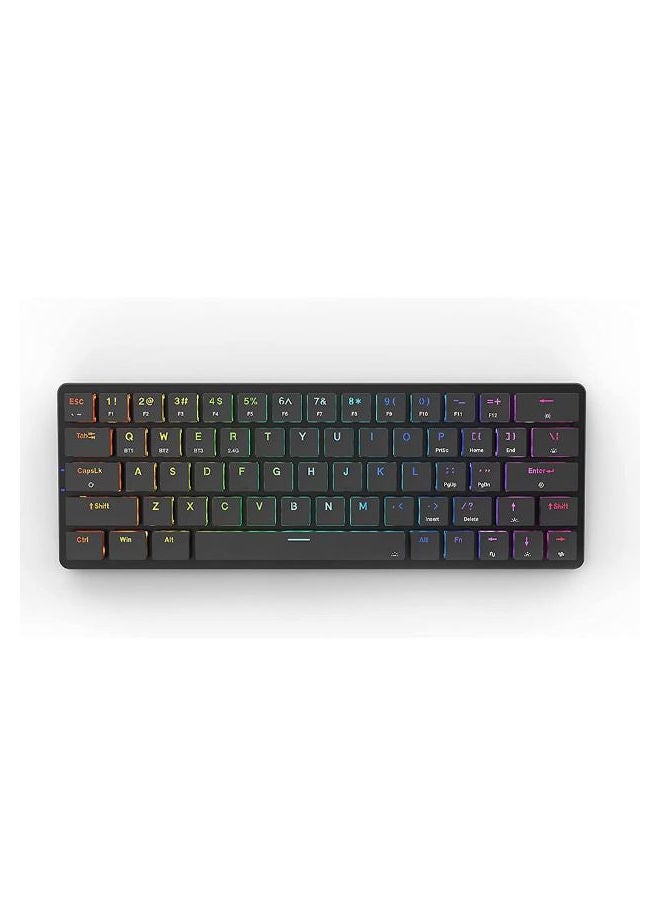 REDRAGON - K624P ELISE PRO RGB 60% Wireless 2.4Ghz / Bluetooth 5.0 / Wired Type C Gaming Mechanical Keyboard – Low Profile Red Switches (Black) - Image 1