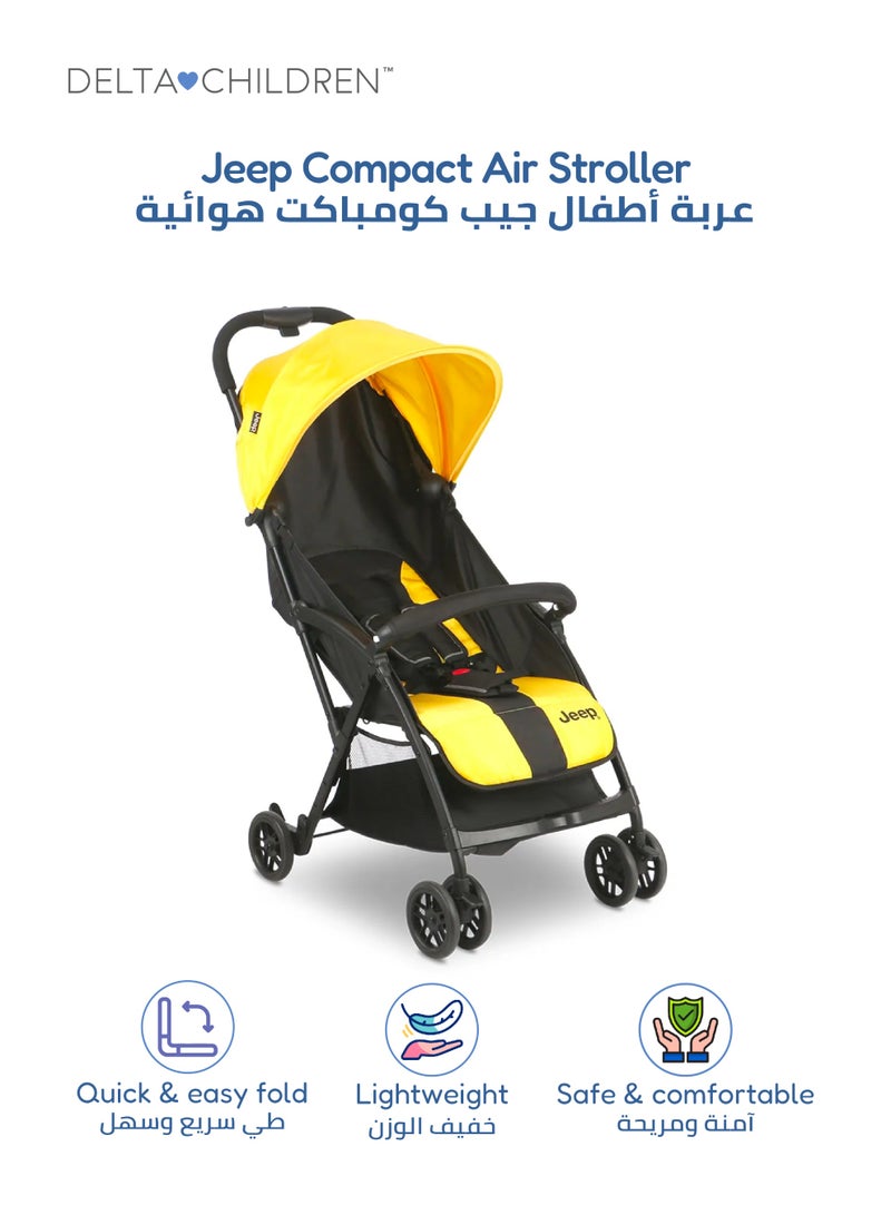 Jeep Compact Air Stroller by Delta Children | Lightweight Travel Stroller | One-Hand Fold | Reclining Seat | UPF 50+ Sun Canopy | Storage Basket | Smooth Ride | 5-Point Harness - Image 1