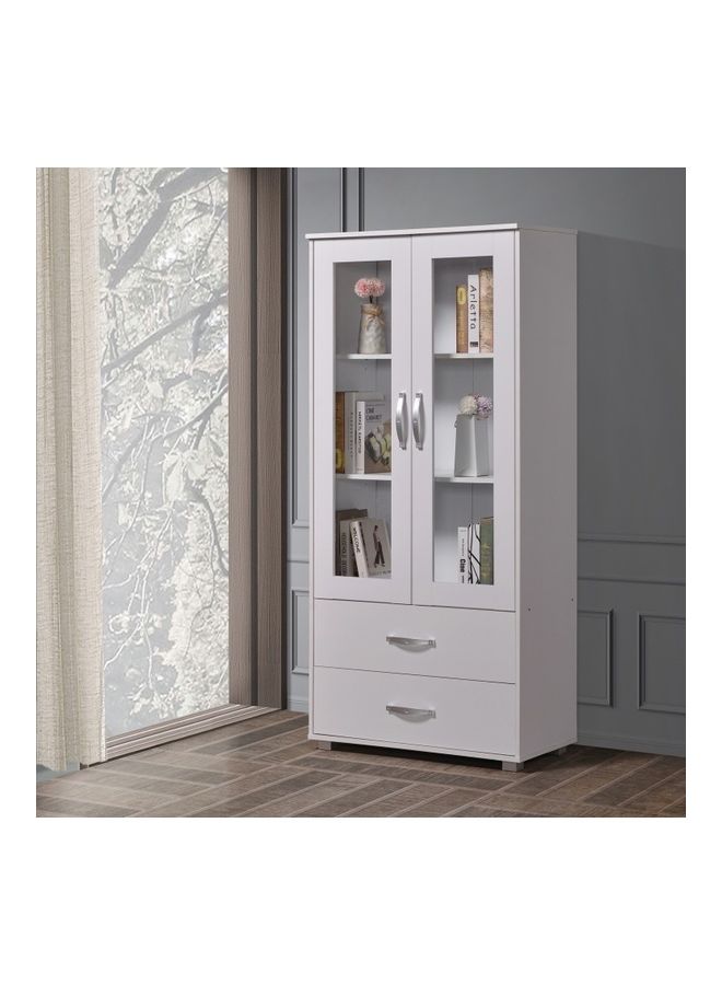 هوم بوكس خزانة عرض خشبية مزودة بدرجين أبيض 170x80cm - Image 2