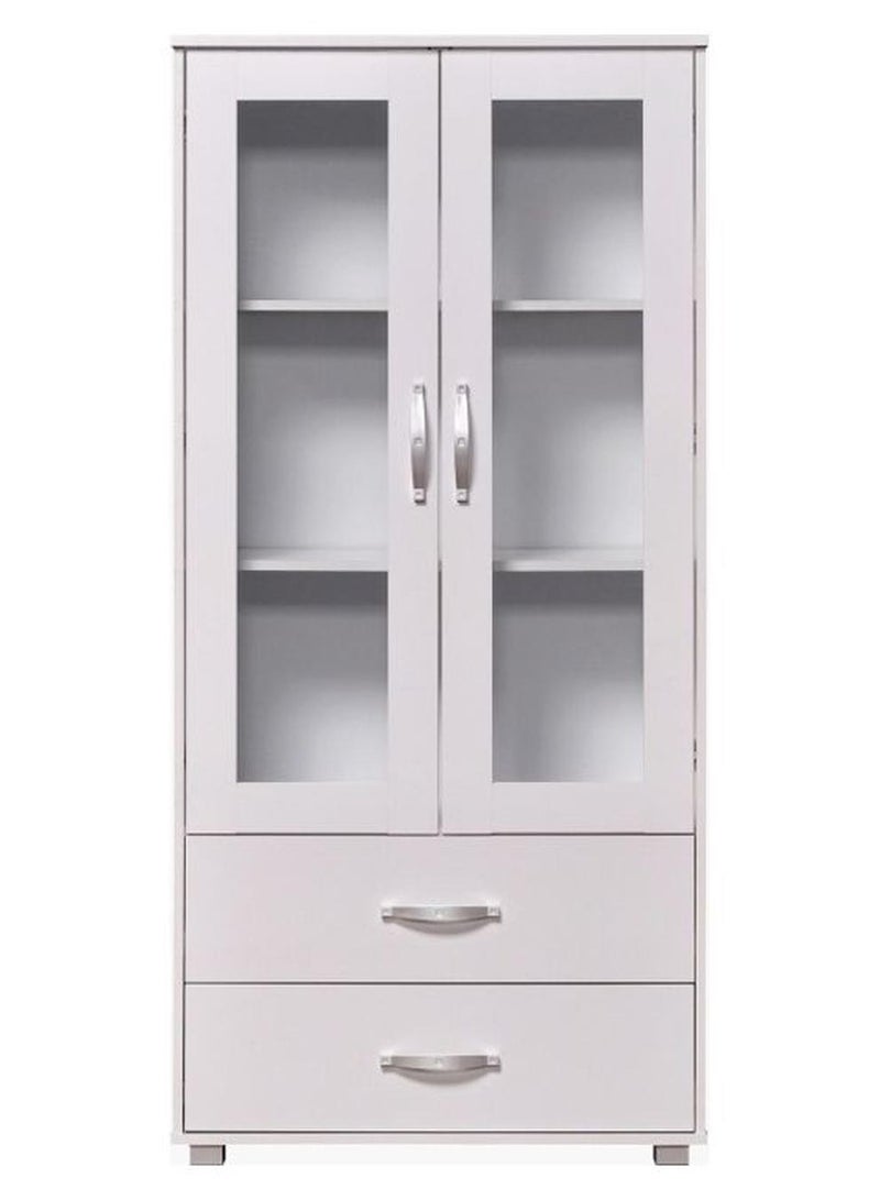 هوم بوكس خزانة عرض خشبية مزودة بدرجين أبيض 170x80cm - Image 1