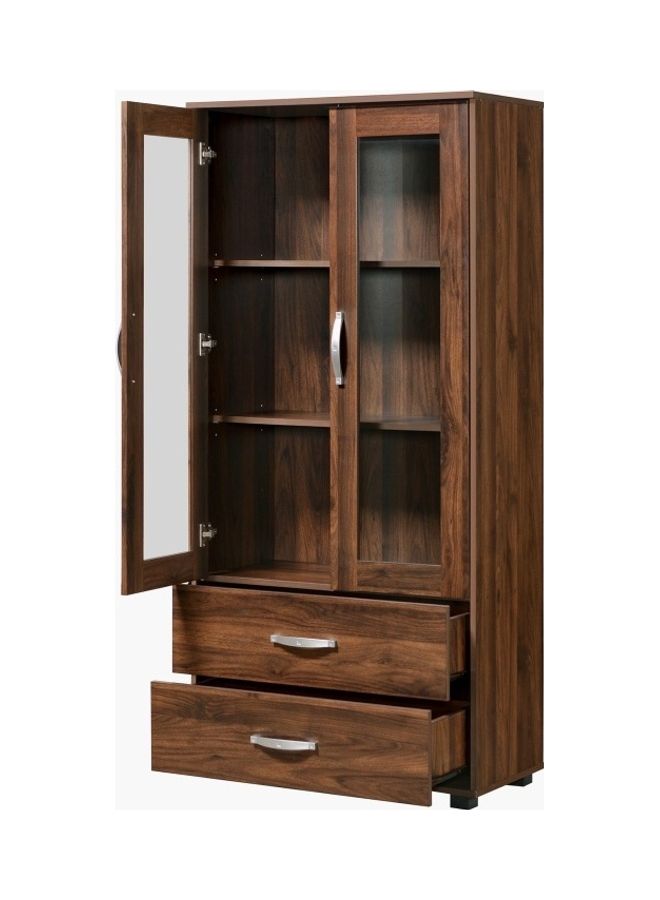 هوم بوكس خزانة عرض خشبية مزودة بدرجين بني - Image 3