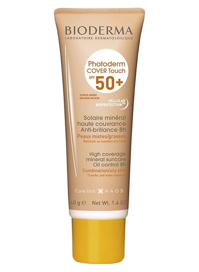 Bioderma Photoderm Cover Touch SPF 50+ High Coverage Mineral Sunscreen, Golden Tint 40grams - Image 1