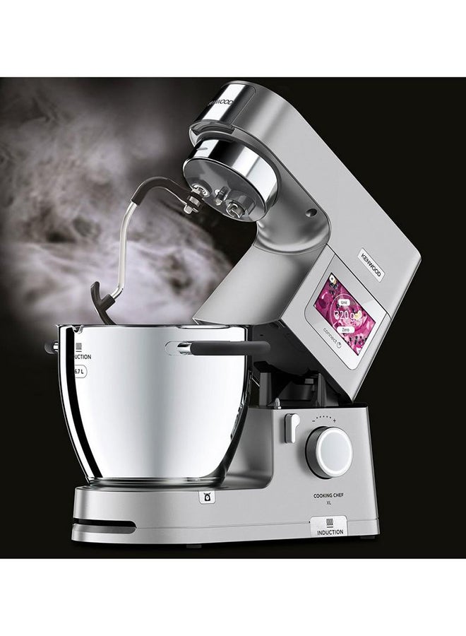 كينوود عجانه، هيكل معدني، مقياس وزن سهل، سلة بخار، شاشة تعمل باللمس، 13 وظيفة معدة مسبقًا باللمس، 25 ملحقًا، أدوات خبز غير لاصقة، مضرب، خفاقة، خطاف عجين، مضرب كريمة، خلاط زجاجي، محضر طعام 2000 W OWKCL95.424SI فضي - Image 1