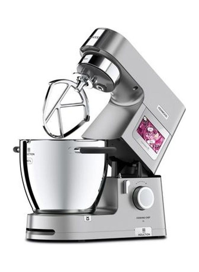 كينوود عجانه، هيكل معدني، مقياس وزن سهل، سلة بخار، شاشة تعمل باللمس، 13 وظيفة معدة مسبقًا باللمس، 25 ملحقًا، أدوات خبز غير لاصقة، مضرب، خفاقة، خطاف عجين، مضرب كريمة، خلاط زجاجي، محضر طعام 2000 W OWKCL95.424SI فضي - Image 4