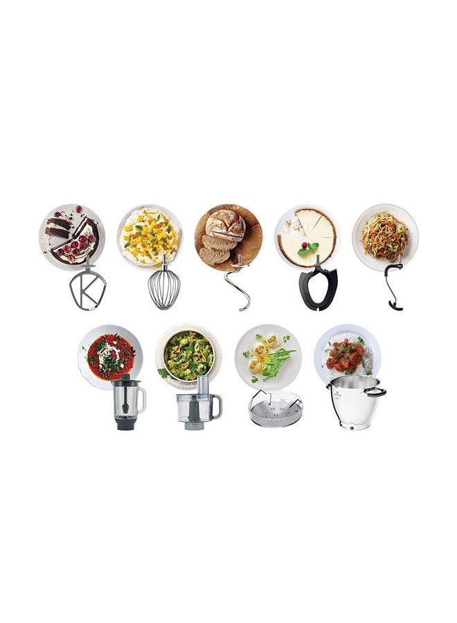 كينوود عجانه، هيكل معدني، مقياس وزن سهل، سلة بخار، شاشة تعمل باللمس، 13 وظيفة معدة مسبقًا باللمس، 25 ملحقًا، أدوات خبز غير لاصقة، مضرب، خفاقة، خطاف عجين، مضرب كريمة، خلاط زجاجي، محضر طعام 2000 W OWKCL95.424SI فضي - Image 2