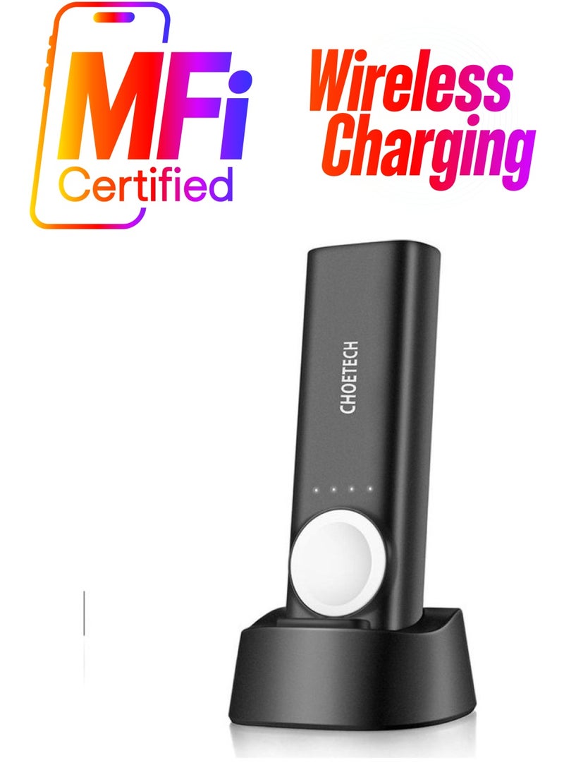 CHOETECH Portable Magnetic Power Bank with USB Charging Port For Apple Watch Black - Image 1