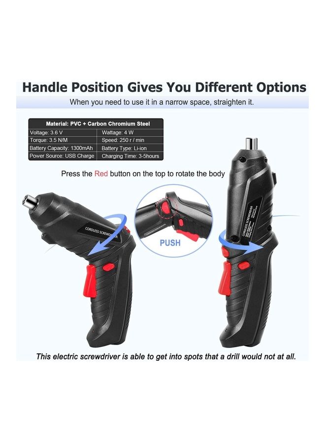 Royal Polar Cordless Rechargeable Screwdriver And Bits Set Black/Red - Image 3