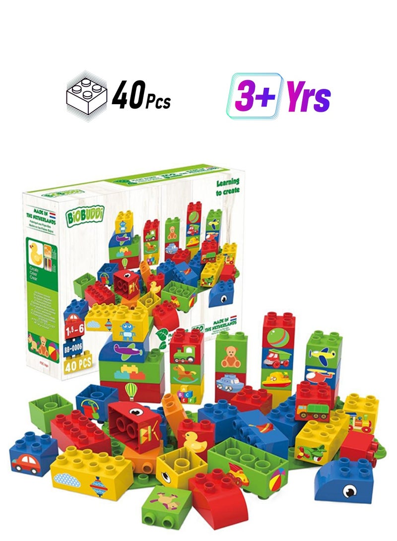 BioBUDDi BB-0006 40-Piece Learning To Create Baseplate Building Toy 40 3+ Years - Image 1