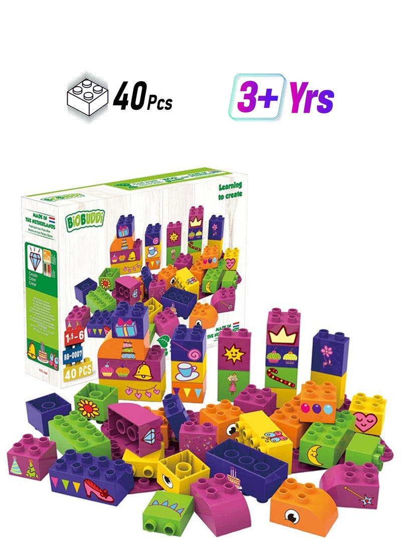 BioBUDDi BB-0007 40-Piece Learning To Create Baseplate Building Toy 40 3+ Years - Image 1