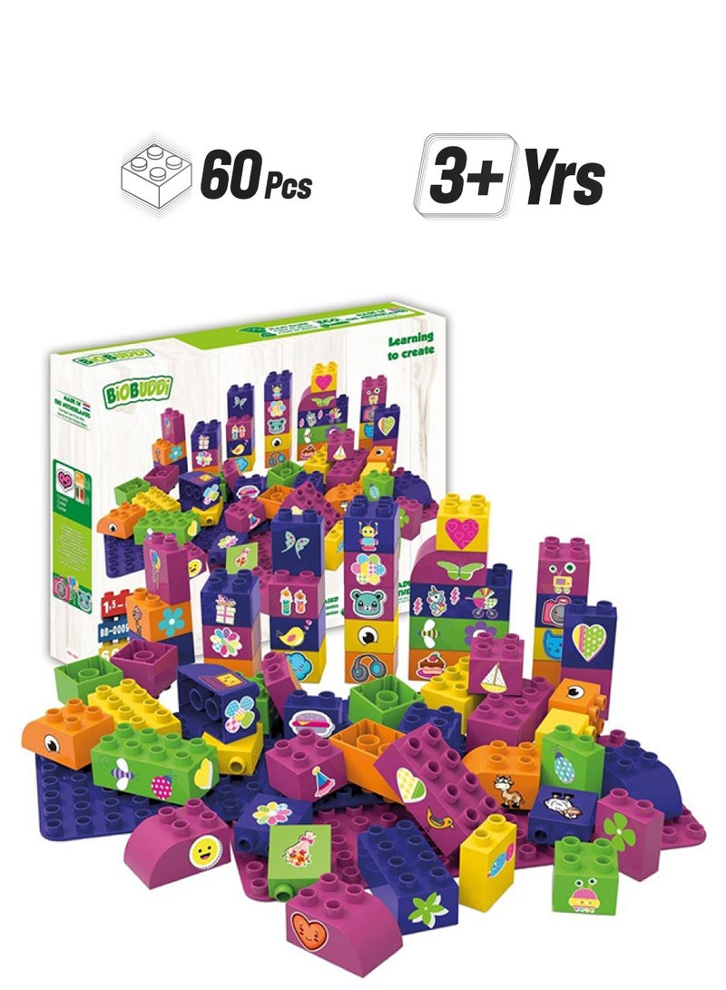 BioBUDDi BB-0009 60-Piece Learning To Create Baseplate Building Toy 60 3+ Years - Image 1