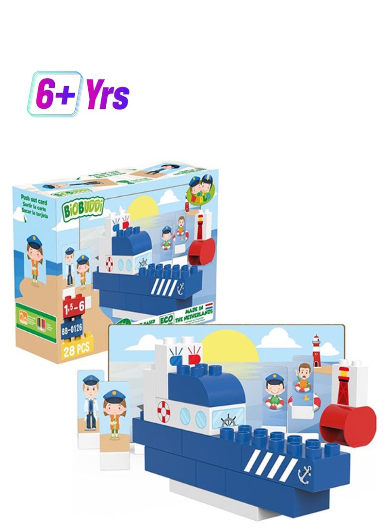 BioBUDDi BB-0126 Police Boat Building Set 28 6+ Years - Image 1